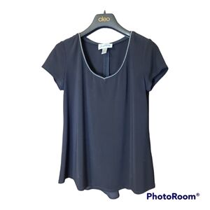 Joseph RIBKOFF Black V-Neck Short Sleeve Tunic Top